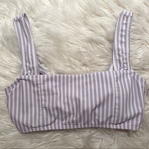 Shein: Purple & White Striped Tie Back Bikini Top